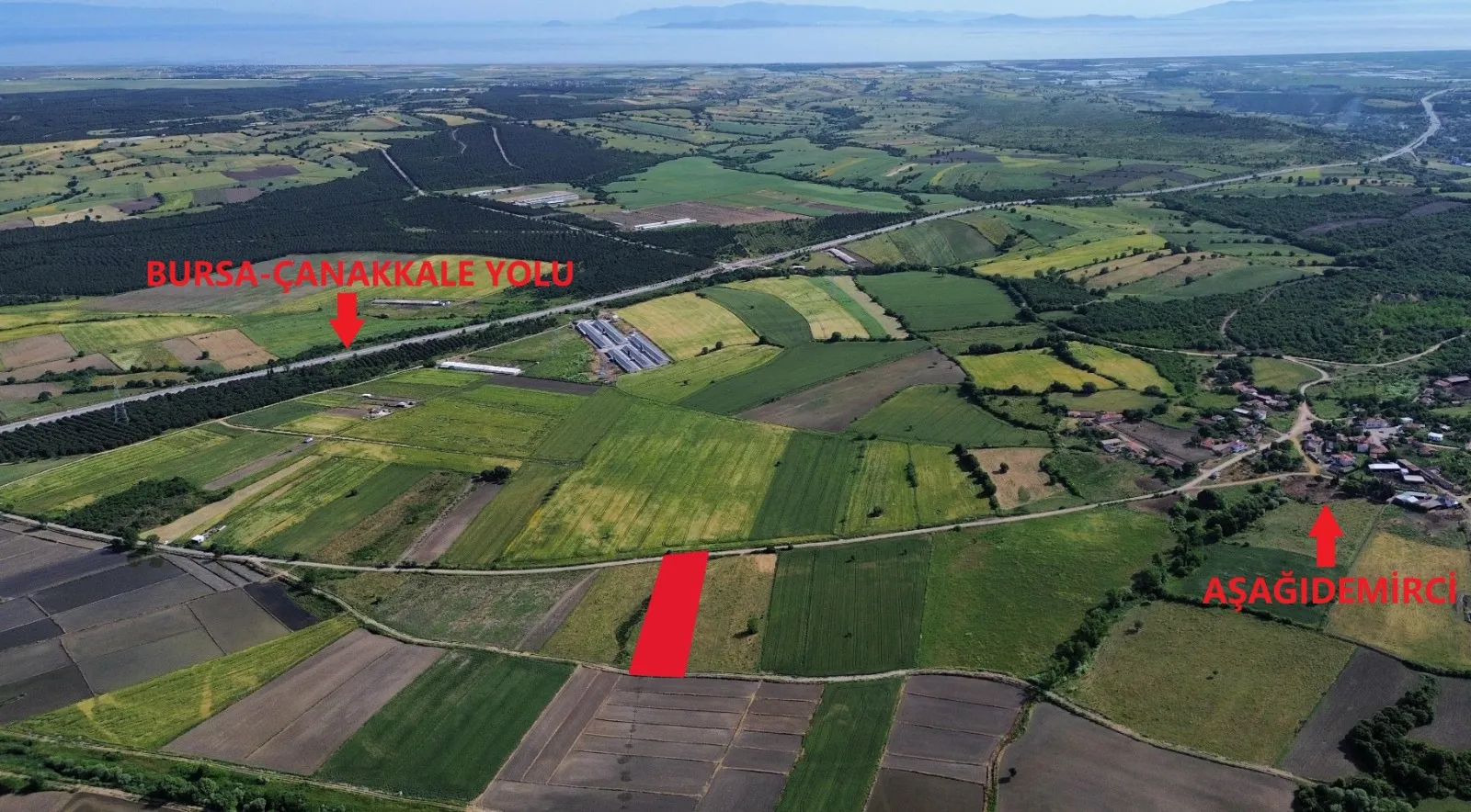 BİGA YUKARIDEMİRCİ'DE OTOYOL VE KÖYE YAKIN 4144 M2 SATILIK TARLA